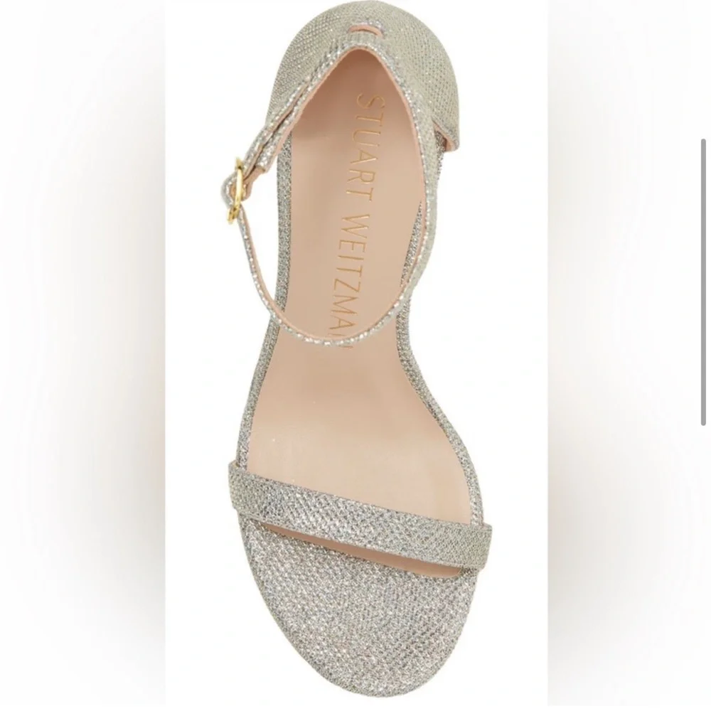 Stuart Weitzman Nudist Hollywood Platform Heel Silver Size 9.5 NWT Luxe Stiletto